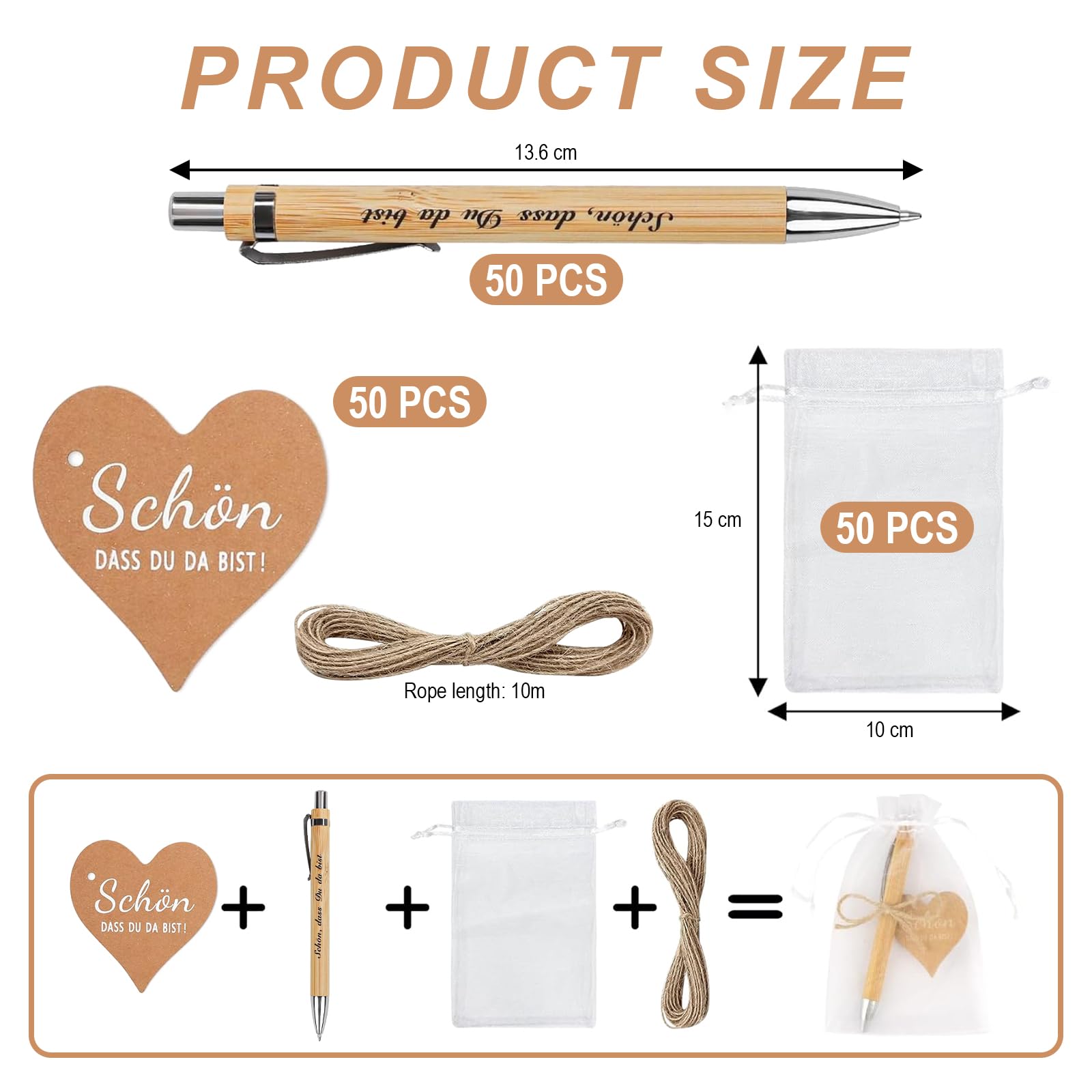 50 Piezas Bolígrafo de Madera Favores de Boda - Hermoso Set de Regalo Que Estás Allí - para Boda, Cumpleaños, Comunión, Bautizo - Favores Cumpleaños Adultos