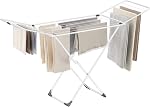 SONGMICS Sac à linge, sac à linge métallique, pliable, espace-sauvetage, Airer à plat, avec 2 Mouettes, Utilisation intérieure à l'extérieur, Vêtements de draps, Blanc ULLR540W01