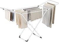 SONGMICS Foldable Clothes Drying Rack, Metal Laundry Airer with Gullwings, Space-Saving Free-Standing, Indoor Outdoor, 33 lbs Capacity ULLR540W01 White