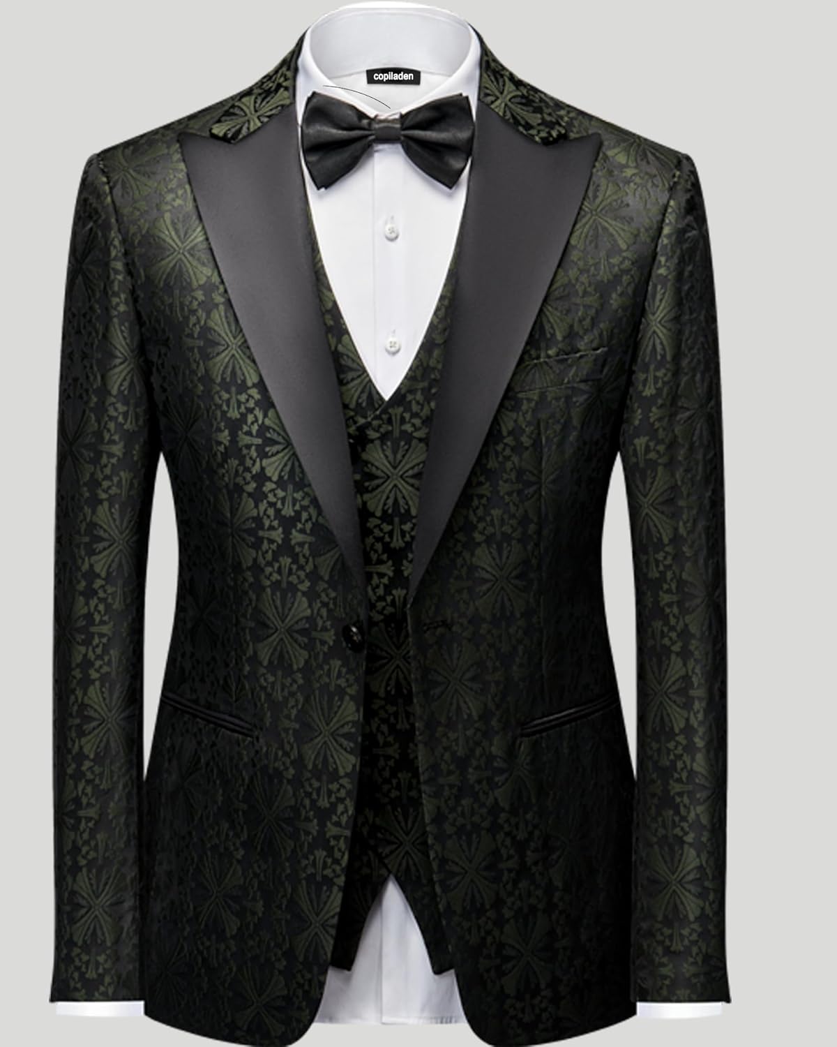 Copiladen Men Suit 3 Piece Slim Fit Tuxedo for Men Paisley Suit Tux Shawl Lapel One Button Blazer Waistcoat Pant Set for Prom - Image 2