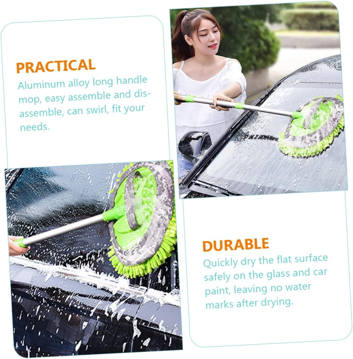 Alipis Telescopic Car Wash Mop Soft Chenille Lightweight Handle for Efficient Vehicle Cleaning for Cars Trucks and Suvs