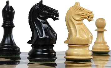 The Fierce Knight Staunton Wooden Chess Pieces in Ebonized Wood & Boxwood 4.0 King | Handcrafted Weighted Tournament Chessmen by Chessbazaar