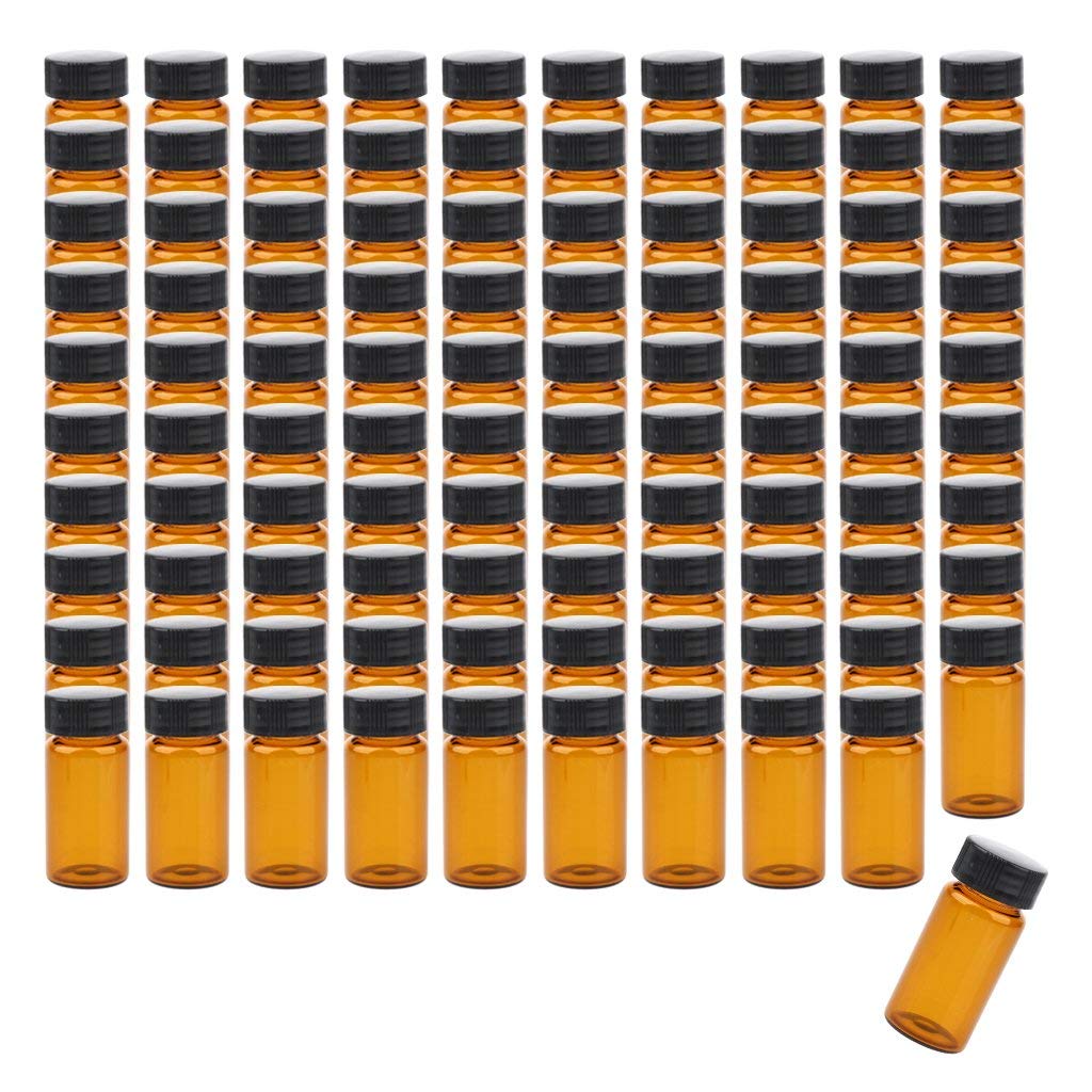 100 Stück 10ml/15ml/20ml Glas Probenflasche Organische Lösung Glasflaschen mit Schraubdeckel für Chemie Laborbedarf (Braun 20ml)