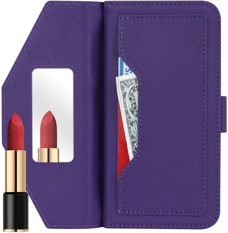 foriPhone 17 Pro Max/17 Pro/Air/17のウォレットケース、ミラーフリップソフトエッジショック保護カバー