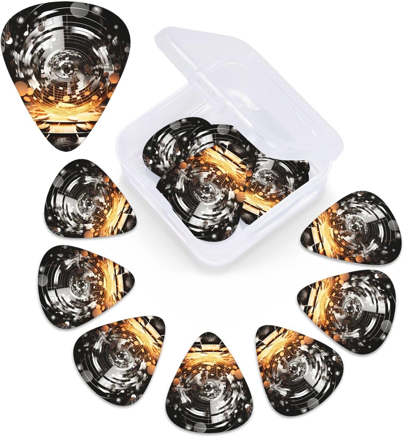 Guitar Picks 12 Pack, ABS Stylish Guitar Plectrums with Storage Case