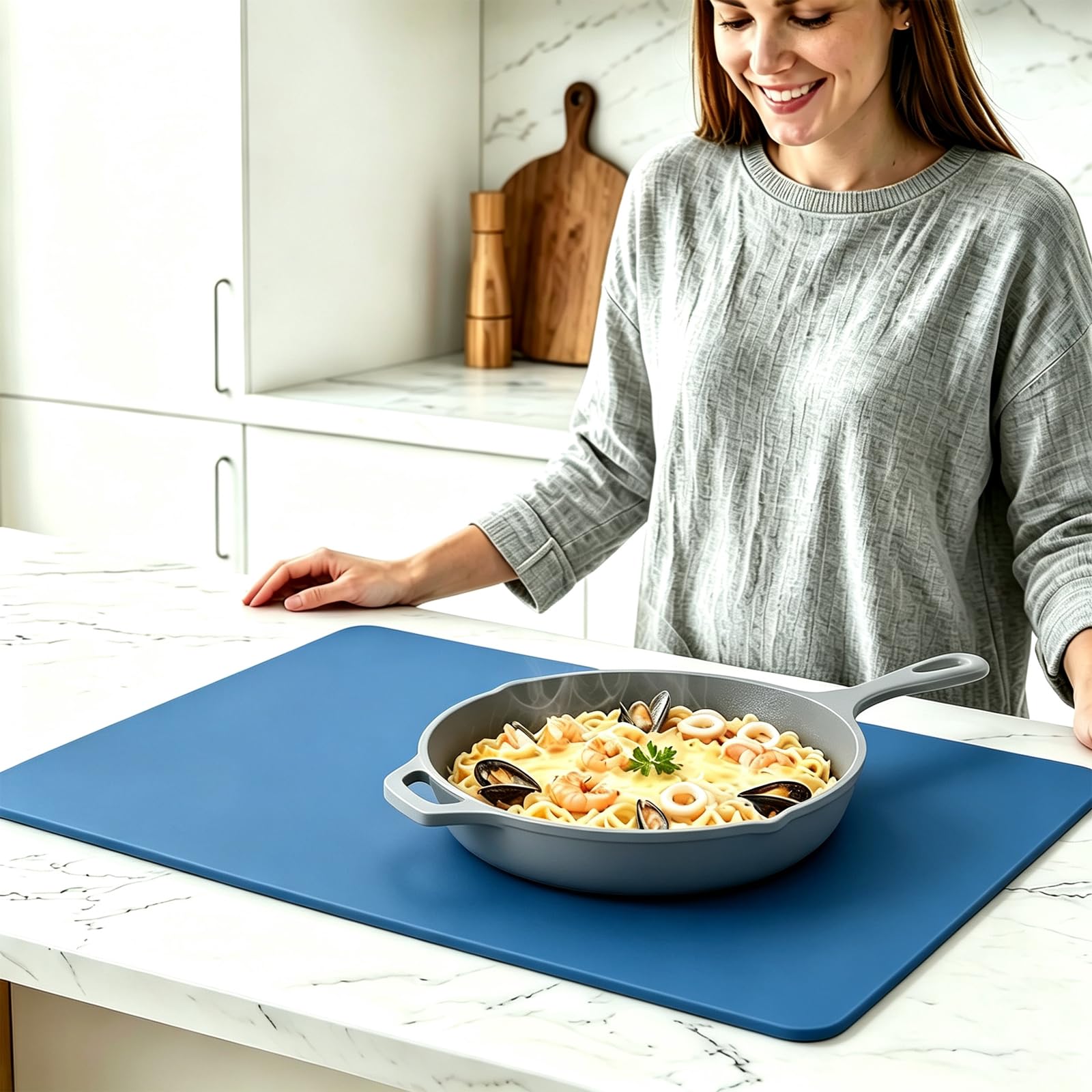 Tappetino in silicone, 120 x 60 cm, grande tappetino antiscivolo da cucina, spessore 2 mm, silicone resistente al calore, base da lavoro, base per dipingere e fai da te, per cucina, fai da te