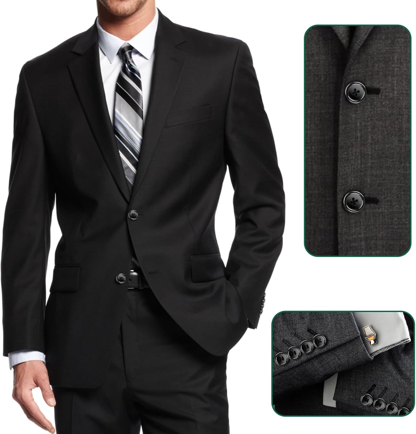 20 mm, 80 pieces, 4-hole black buttons, round buttons with storage box