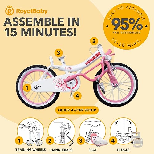 Miniatura 5 de Royalbaby Princess - Bicicleta para niñas de 12, 14, 16, 18, 20 pulgadas, con cesta para niños de 3 a 12 años