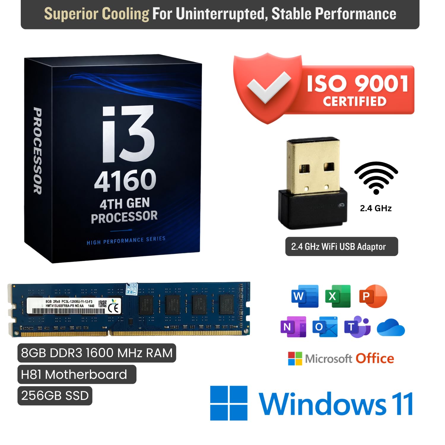 GLOBAL TOUCH i3 4th Gen Desktop Computer (I3 4160) | 8GB DDR3 RAM