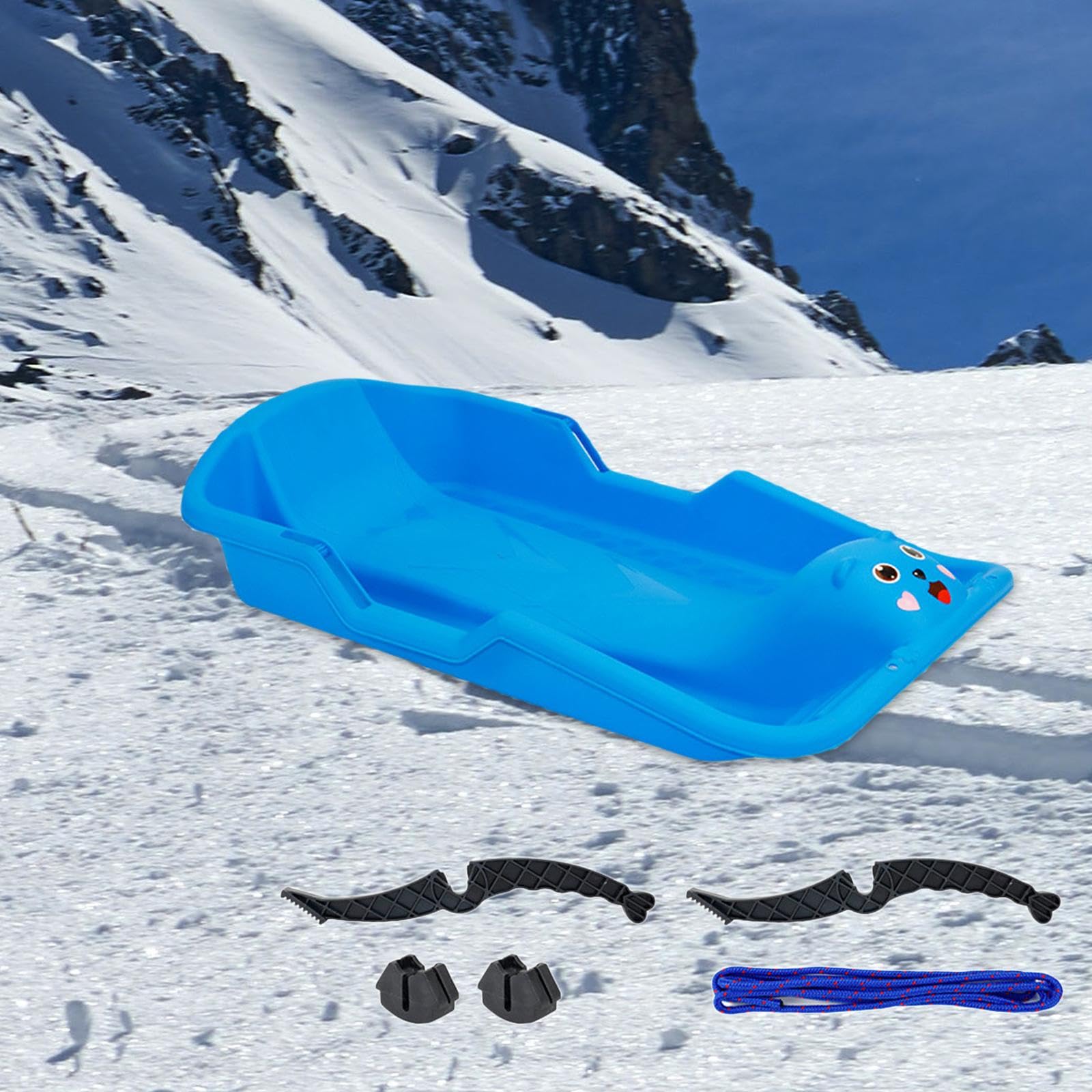 Luge à Neige Planche de Descente épaissir L'équipement avec Poignées de Freins Luge à Neige pour Enfants, Adultes Garçons, Filles,