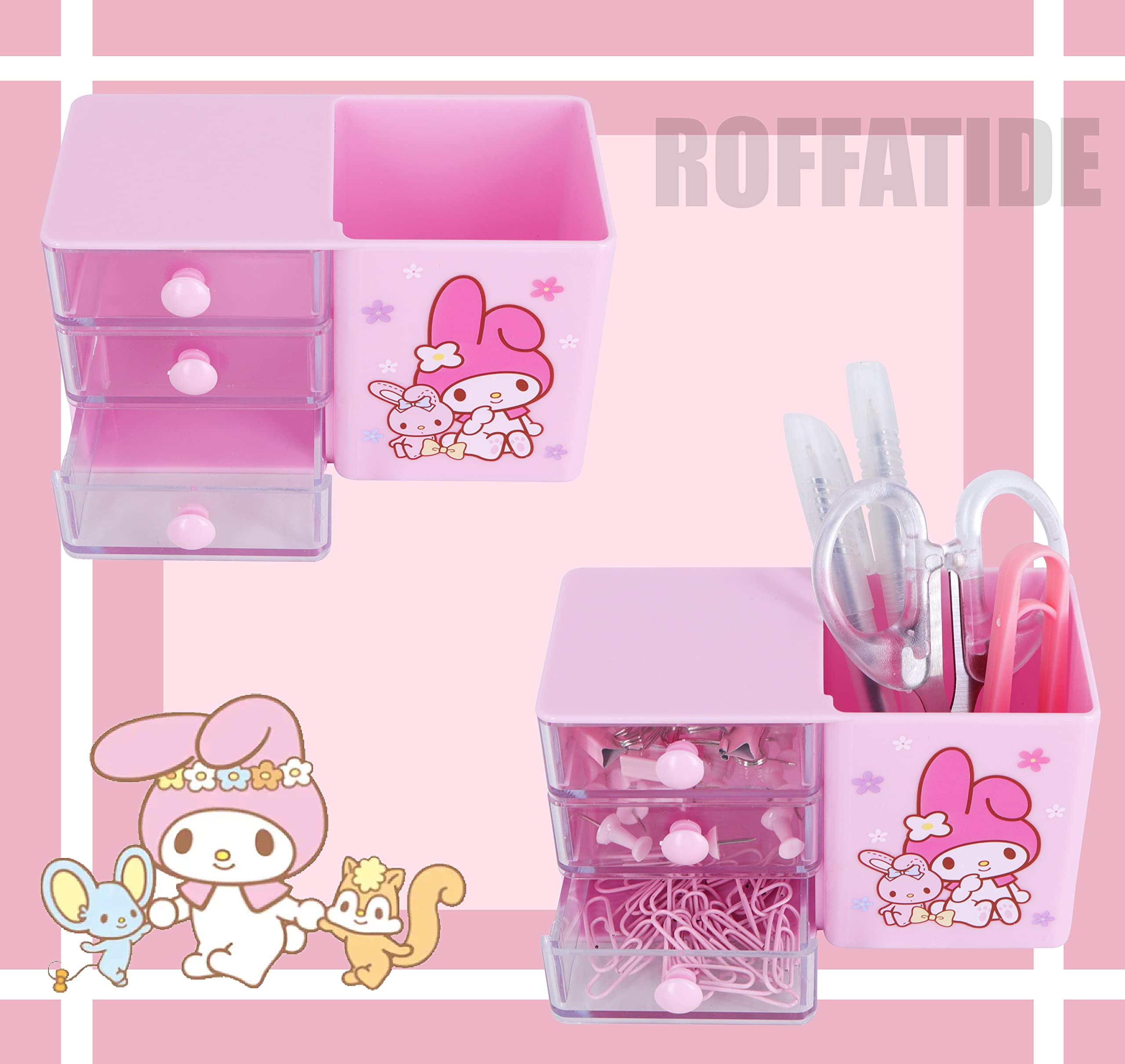 Roffatide Aniem My Melody Desktop Desk Office Supplies Container Pen Holder for Desk Cute Pencil Cup Pot Makeup Brush Holder Mini Box - Image 4
