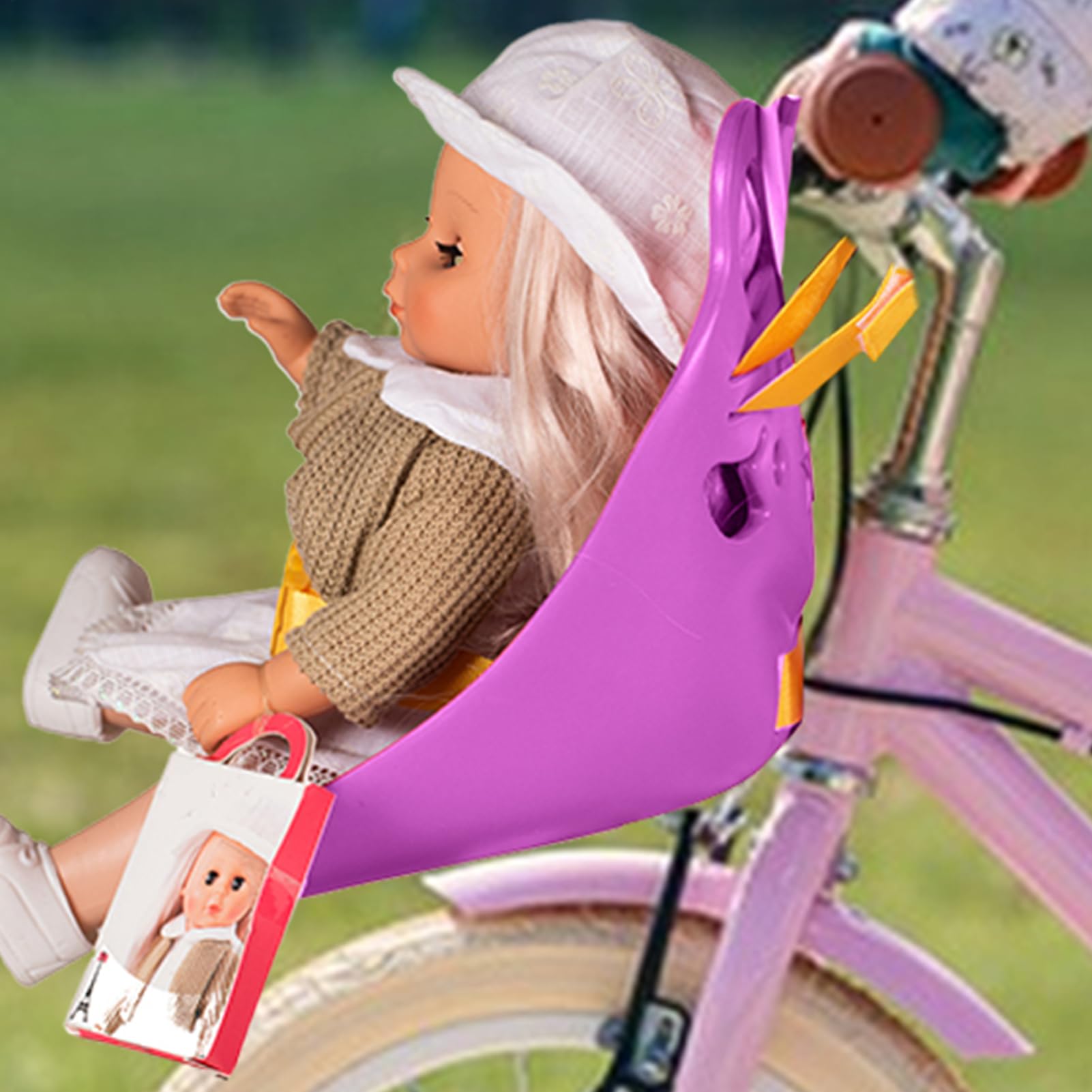 Doll Bike Seat, Bike Seat for , Adjustable Decorative Toy Carrier with Safety Strap, Fun Toy Bicycle Attachment Seats for Kids Girls Boys Outdoor Riding Scooter Playtime Present — view 3