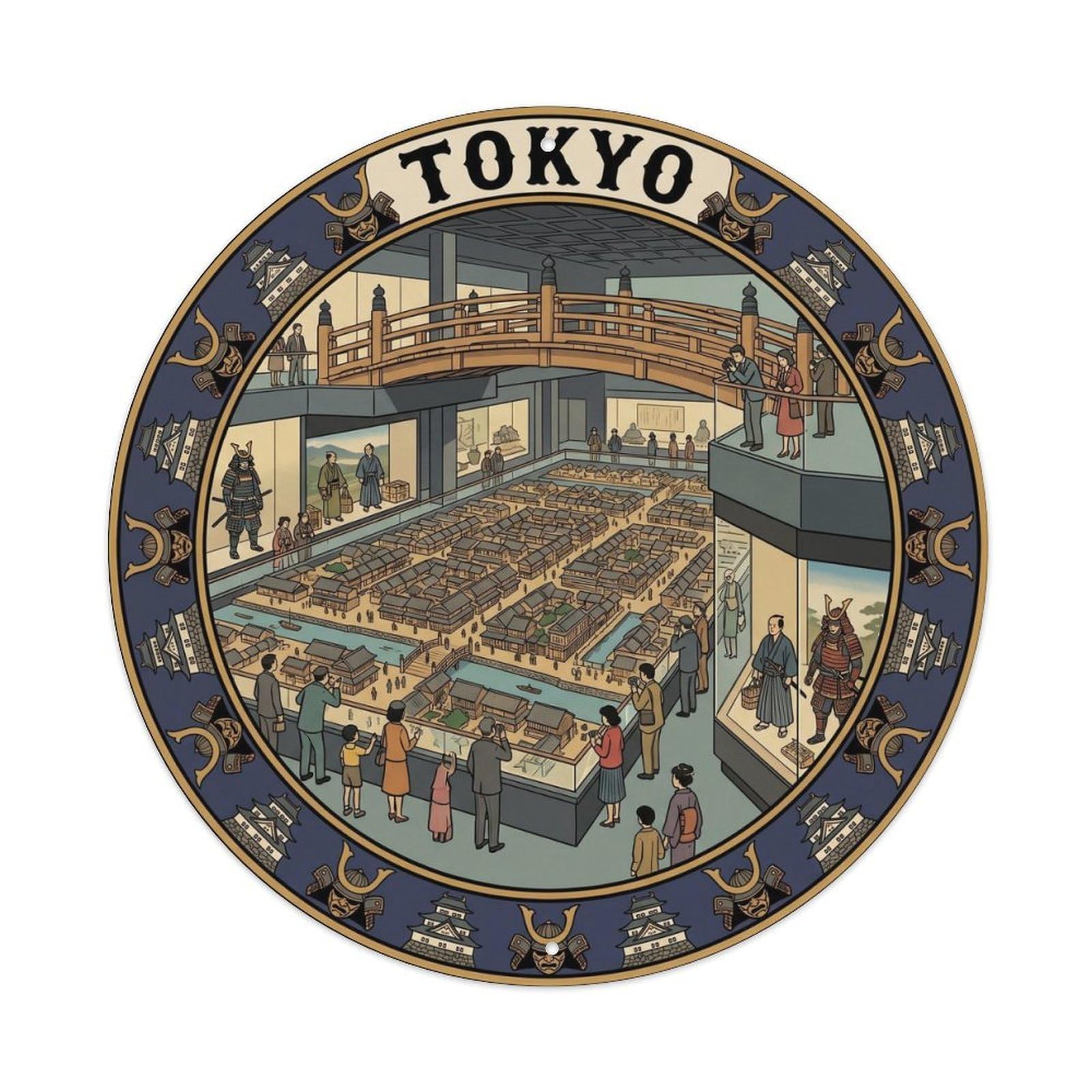 Olyhtr 8X8inch Classic Style Japan's Travel Tokyo Edo-Tokyo Museum Metal Tin Sign
