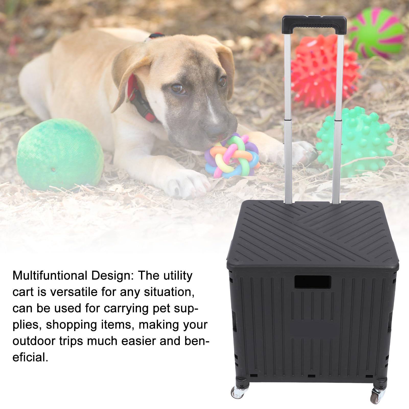 Generic Carrello Pieghevole per la Spesa Carrello Versatile Portatile con Rotelle con Ruote per Forniture per Animali Domestici Negozi di Alimentari Tubo di Ferro in PP (BLACK)