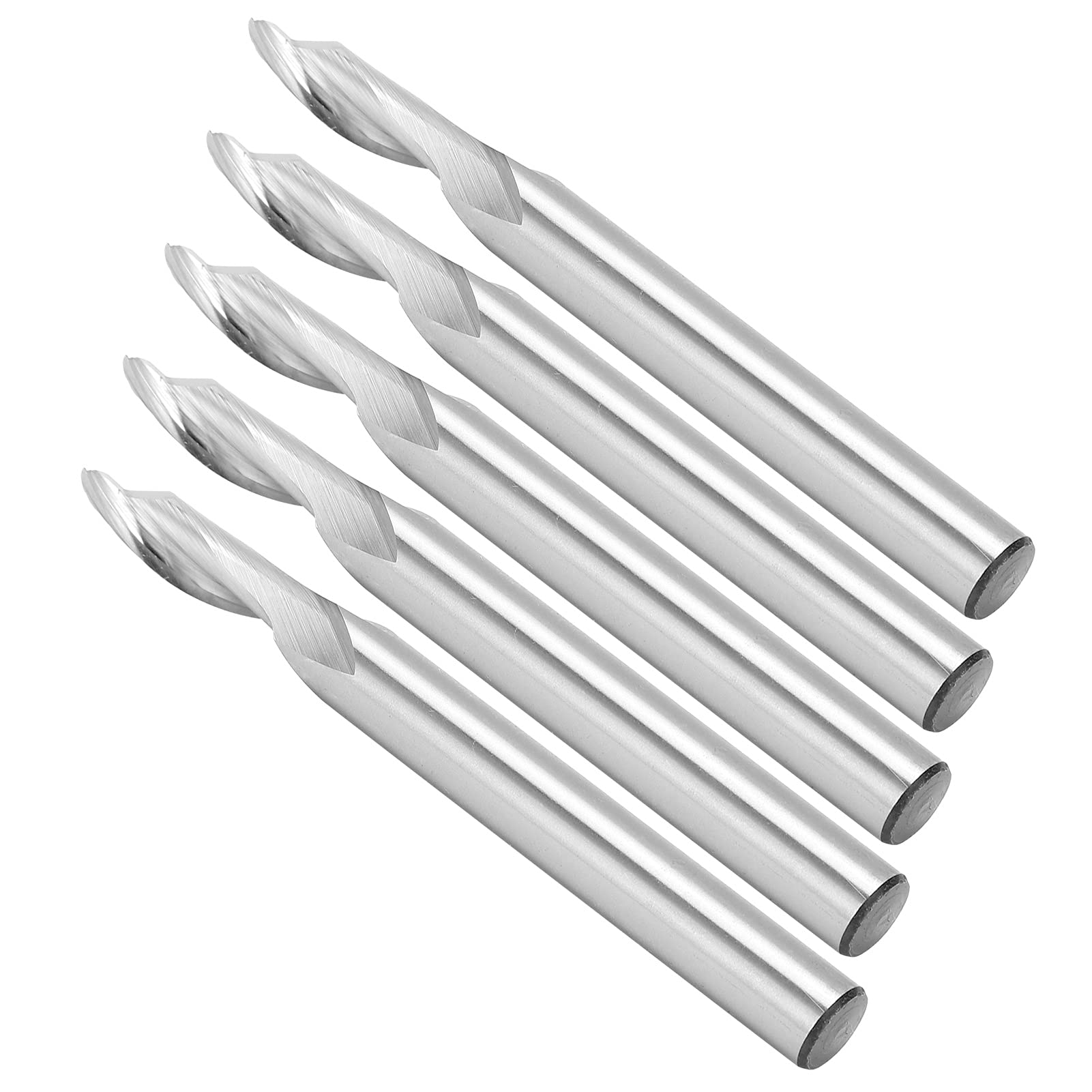 Fresa a Spirale Monodente in Acciaio Rapido per CNC 8x8x20x80mm Punta per Incisione e Fresatura Legno con Attacco Cilindrico, Confezione da 5 Pezzi