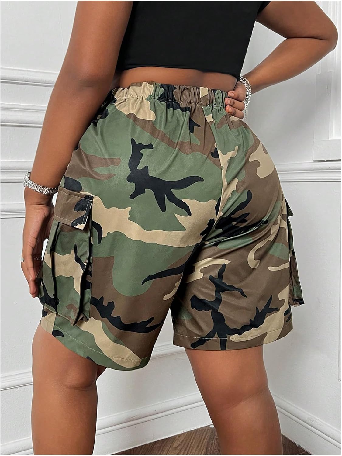 SOLY HUX Women's Plus Size Camo Cargo Shorts High Waisted Straight Leg Shorts Casual Summer Short Pants - Image 2