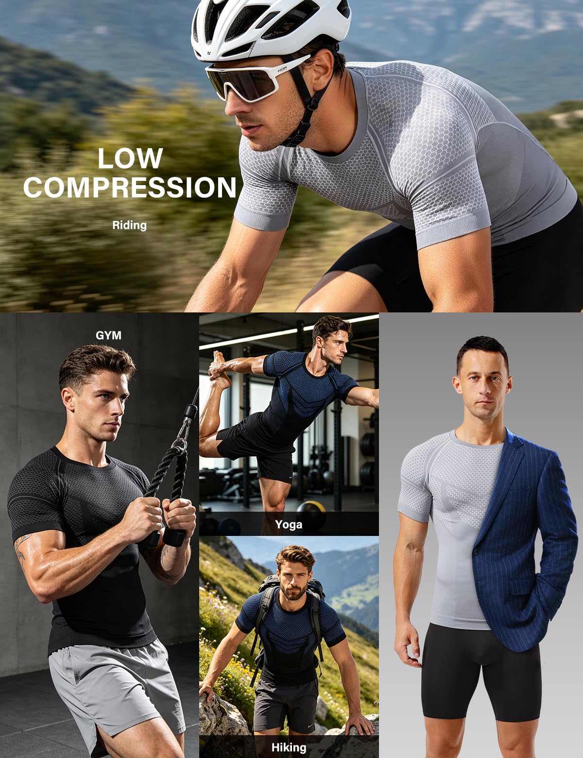 Camiseta de Compresión Hombre Manga Corta, Camiseta Deportiva con Compresión Suave, Ropa Interior Elástica Transpirable para Running y Uso Diario