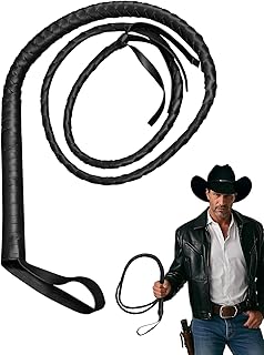 Black Faux Leather Whip for Halloween Costume,Cowboy Costume Accessories for Adult