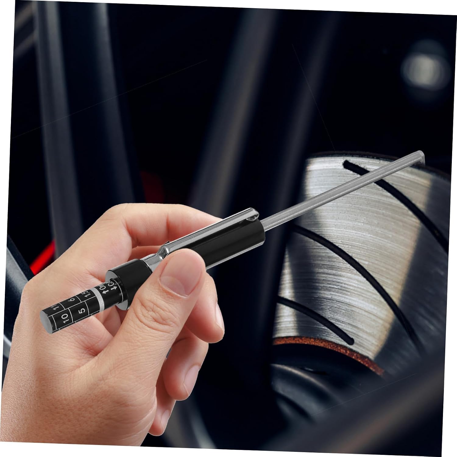 SOLUSTRE 1Pc Brake Pad Thickness Measurement Tool Durable Tire Tread Depth Gauge Accurate Ruler Tester for Car Brake Pads Black Silver Quick Easy Detection for Safety