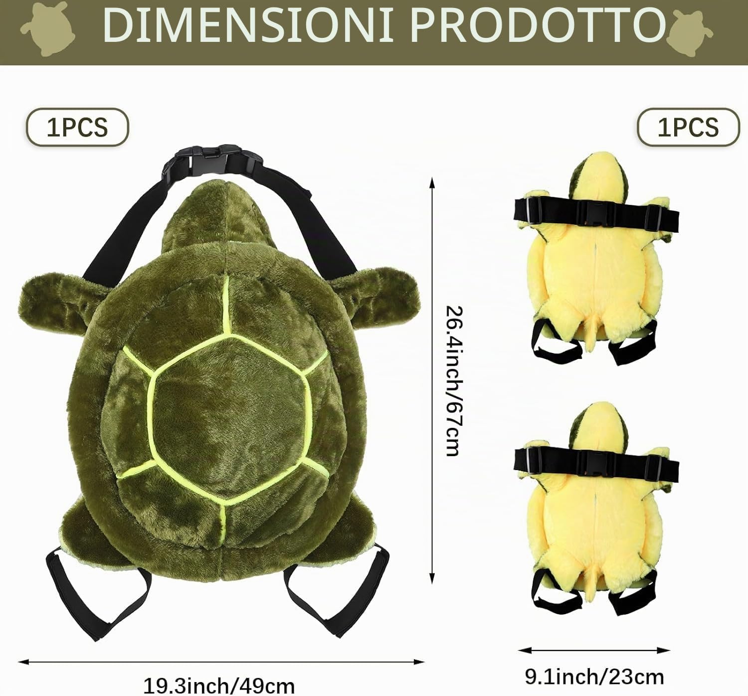Set di 3 cuscinetti protettivi a tartaruga per snowboard e sci, con tartaruga carina, protezioni per fianchi 3D per pattinaggio, cuscino imbottito per tartaruga, ginocchiere per bambini e adulti,