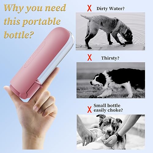 Miniatura 2 de Botella de agua para perros, dispensador de agua plegable para perros, a prueba de fugas, taza de bebida portátil de viaje para mascotas al aire