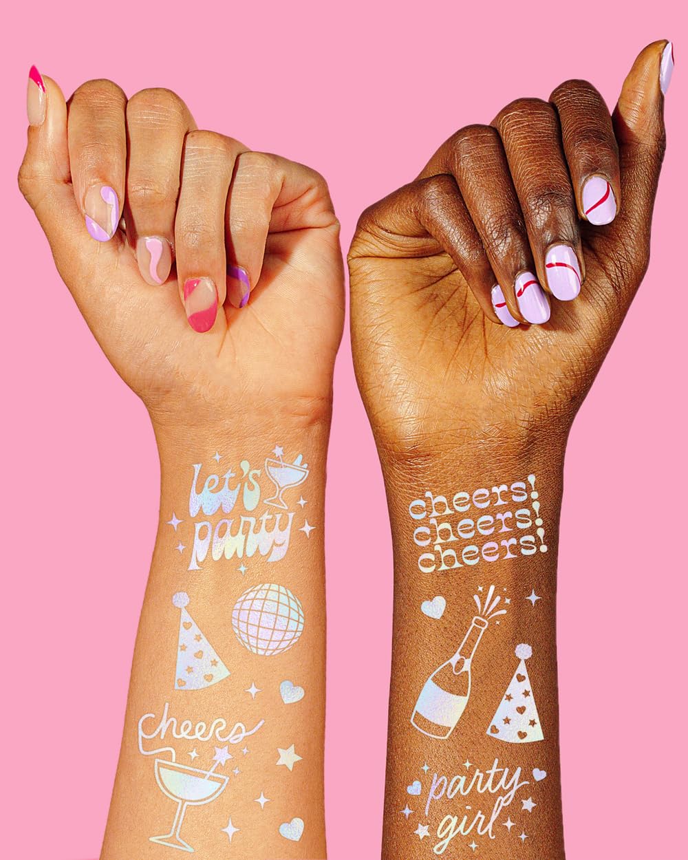 xo, Fetti Cheers Party Temporary Tattoos - 52 iridescent styles | Bachelorette Party Supplies, Birthday Party Favors, Disco Party Girl, Cheers Decorations