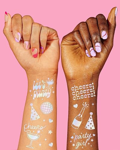 Miniatura 3 de xo, Fetti Tatuajes temporales para fiesta de salud 52 estilos iridiscentes  Suministros para despedida de soltera, recuerdos de fiesta de