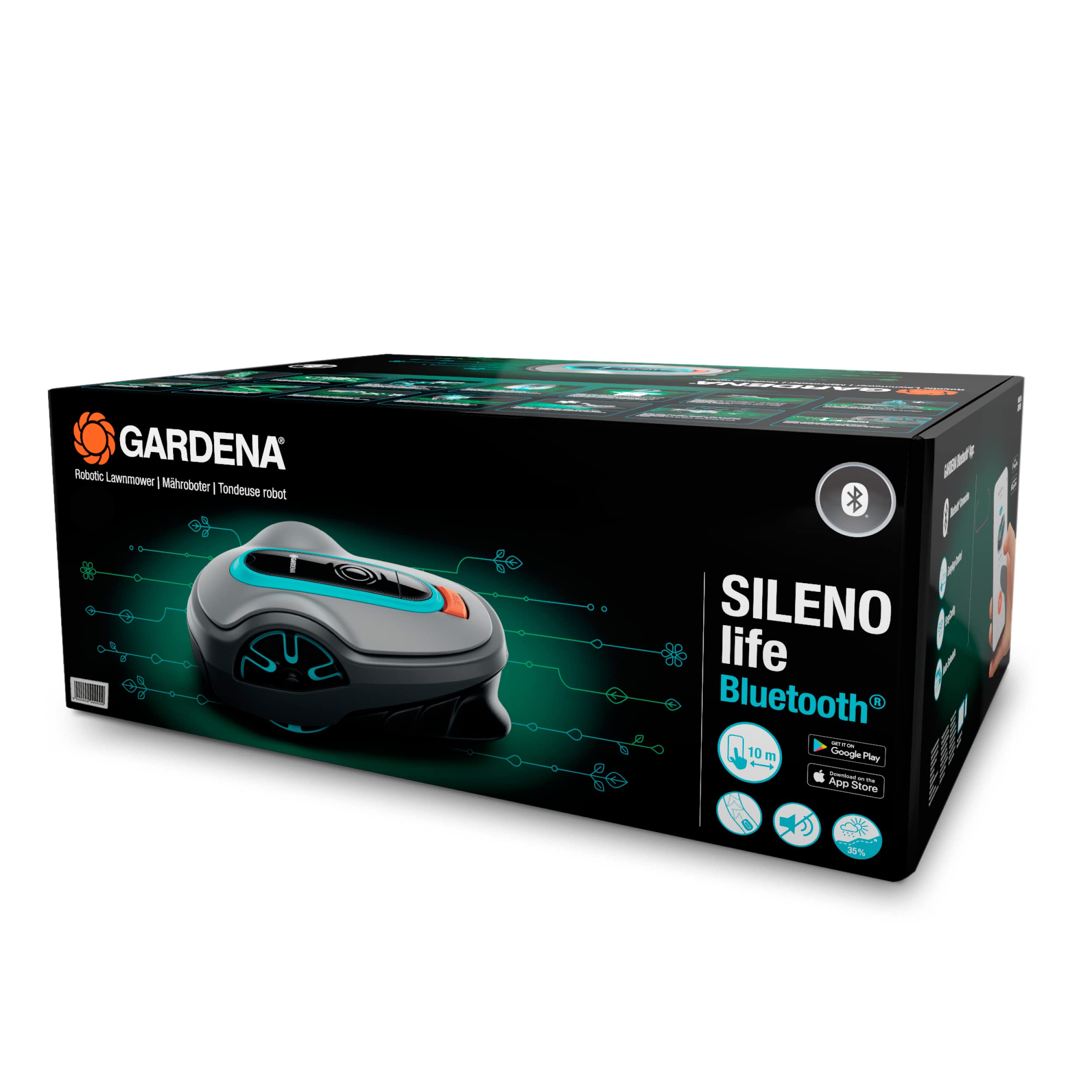 Gardena Sileno Life: Rasaerba per Superfici Erbose fino A 750 M², Funzione Easypassage, Pendenze fino Al 35%, Silenzioso, It-Version (15101-34)