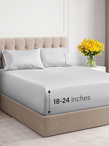 Miniatura 1 de Sábanas Queen de bolsillo extra profundo, sábanas transpirables y refrescantes de 4 piezas, juego de sábanas de lujo para hotel, suaves, sin arrugas