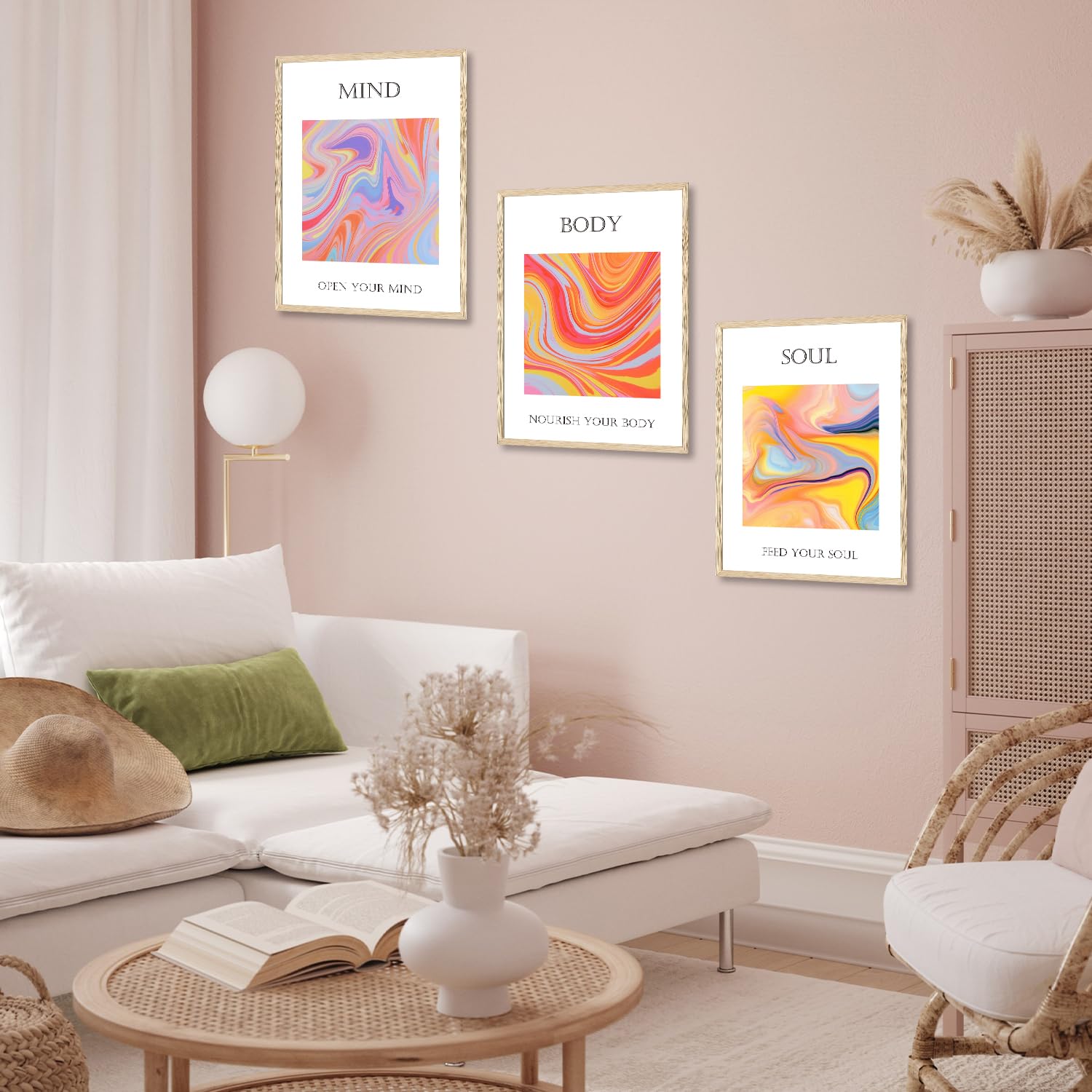 Dazzlewall Aquarell Leinwand: Meditation Poster 'Einatmen Ausatmen' Für Mehr Entspannung - 30x40 Cm