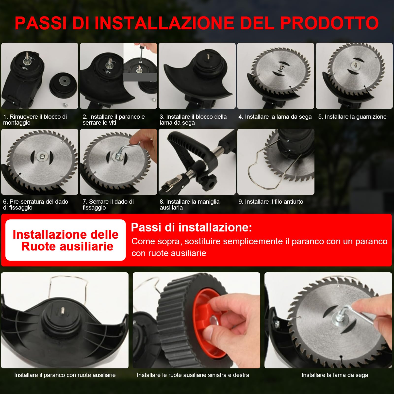 Decespugliatore elettrico con 2 batterie, 3 Tipi lame compatibile con batterie da 21 V, motore brushless, tosaerba manuale, per tosaerba e bordi Prati E Terreni