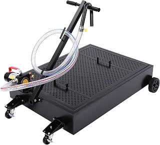 Oil Drain Pan,15 Gallon Oil Drain Tank With Pump, Oil Change Pan With 155w Electric Pump, With Universal Wheel,T Folding Handle Oil Drain Cart, Large Capacity Oil Change Pan Cart For Trucks,Suv,Rvs