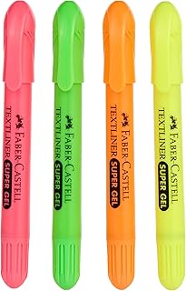 Faber-Castell Gel Broad Text Liner Set of 4 [Yellow, Green, Pink, Orange] [Madhavi Stationers]