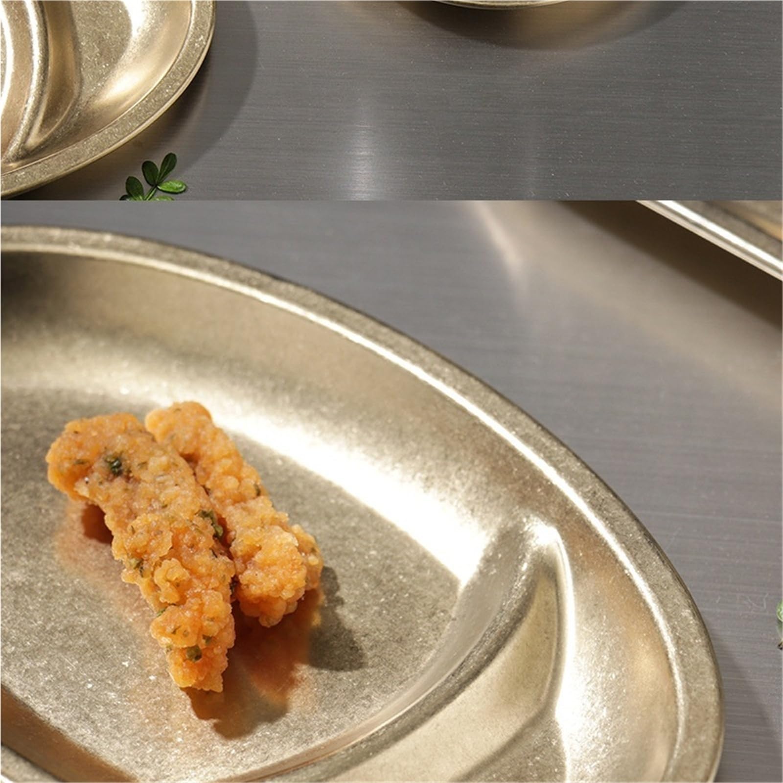 Platos de acero inoxidable de metal ligeros e irrompibles for la cena.(B,6pcs)