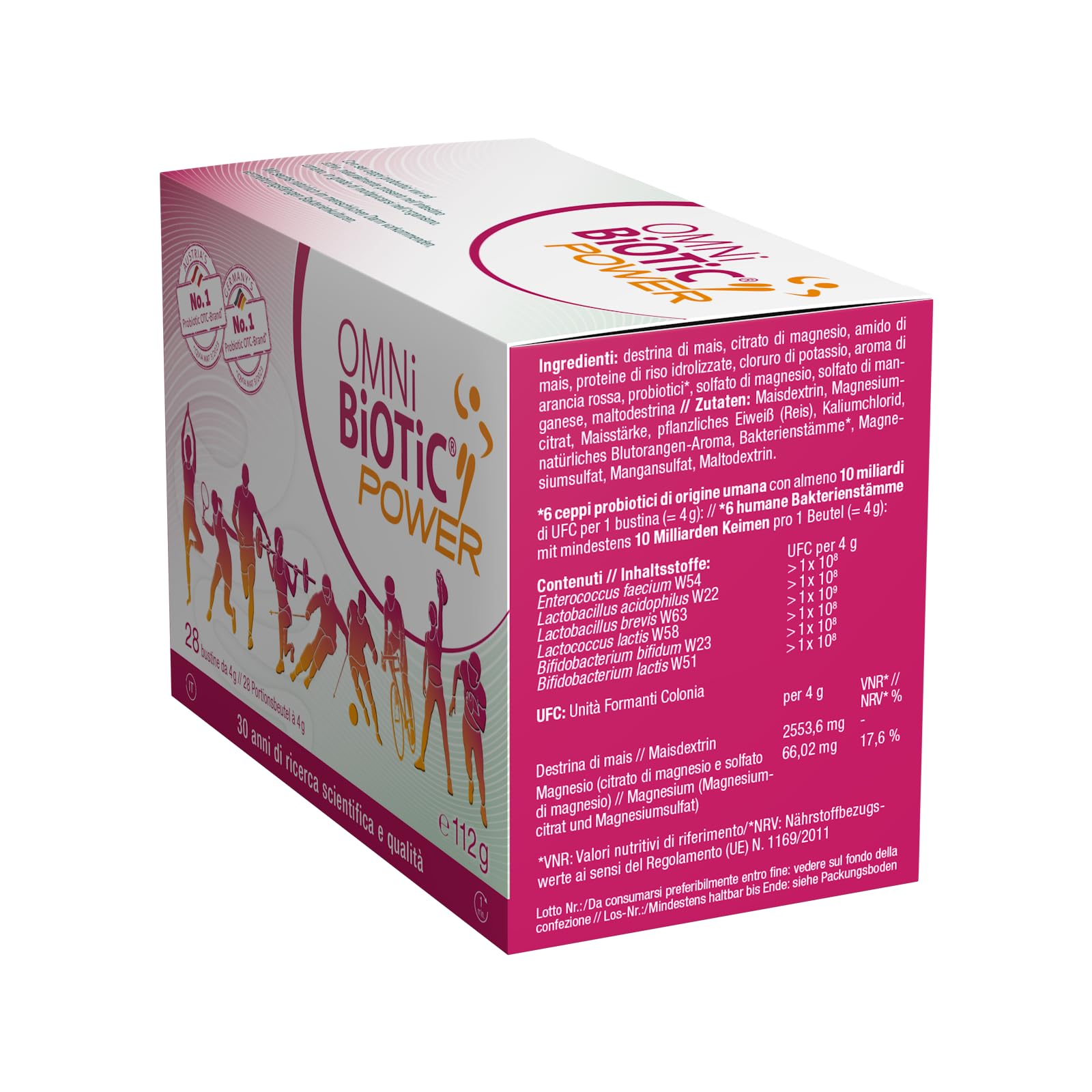 OMNi BiOTiC POWER | Polvere | Prebiotici, Probiotici e Magnesio | Integratore Alimentare con Prebiotici, Probiotici e Magnesio | VEGANO| 28 bustine da 4g