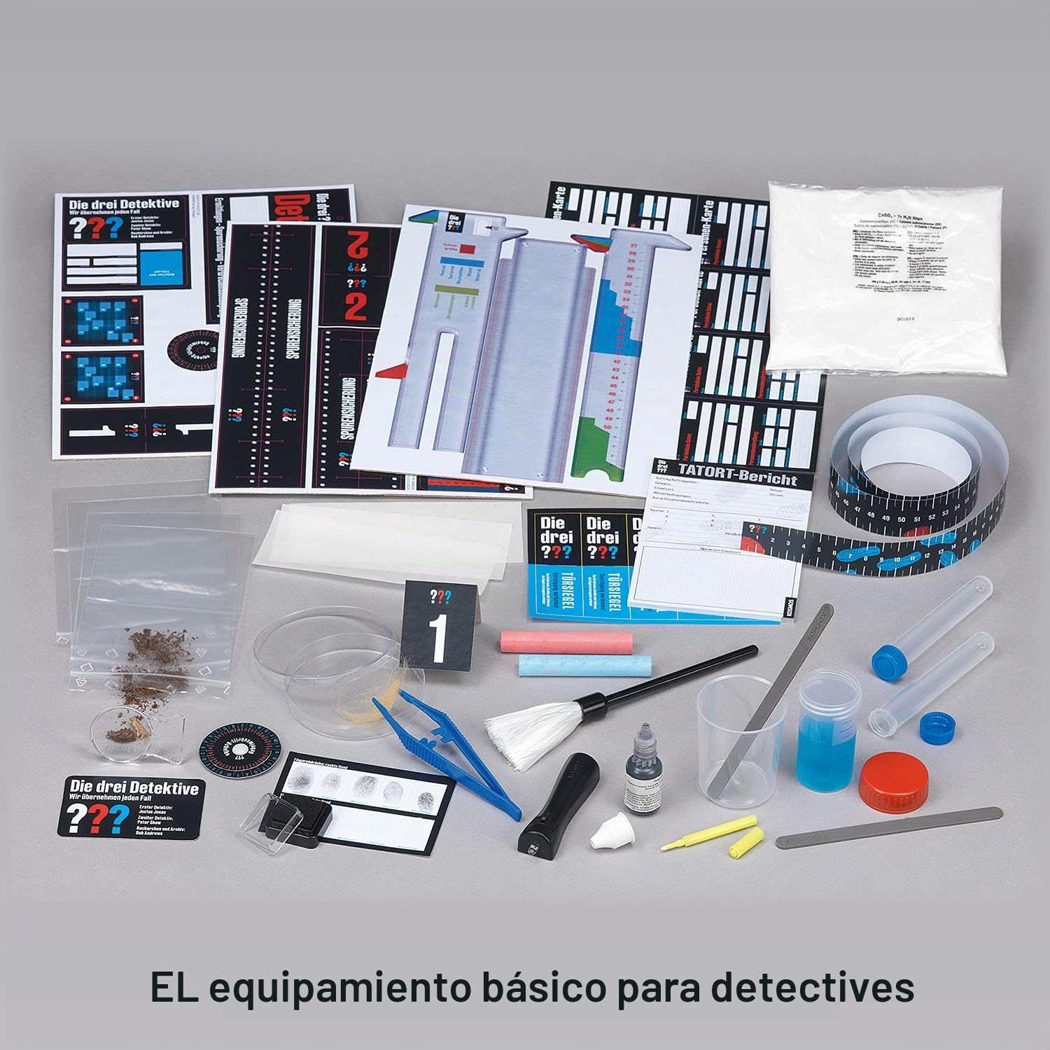 Kosmos 630553 El Tres ??? Maletín Detective, Juego de Juguetes para niños a Partir de 8 años con Todos los Utensilios Importantes y Consejos Profesionales para determinar