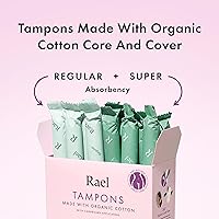 Vista 7 de Rael Tampones, aplicador de cartón con algodón orgánico, multipaquete, regular y súper absorbente, sin perfume, mejorado de fácil agarre
