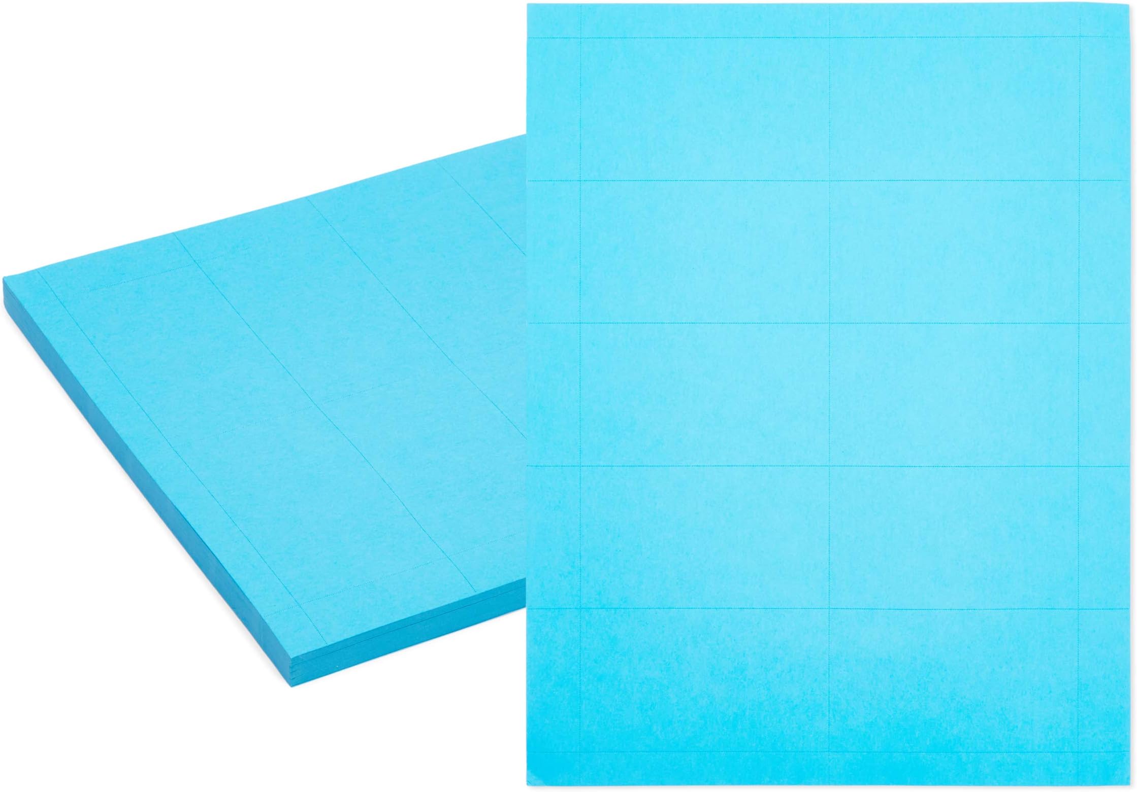 Stockroom Plus Blue Business Card Paper, 50 Sheets of Blank Printable Cardstock (2 x 3.5 Inch, 500 Cards)