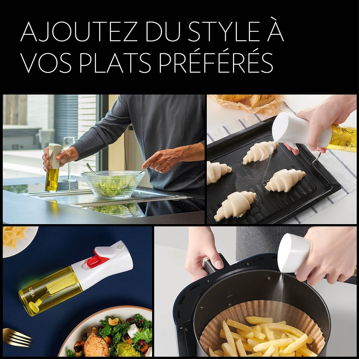 FLAIROSOL OLIVIA Vaporisateur d'Huile en Verre 130ml - Technologie de Pulvérisation Continue avec Contrôle des Portions - Polyvalent pour Cuisine, Salades, Barbecues, Vuisson, etc. (Logo Blanc)