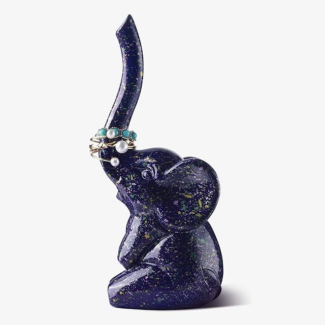Titanape Elephant Gifts for Women Birthday Christmas Valentines Present, Purple Elephant Ring Holder for Jewellery Stand Organiser & Display, Cute Elephant Ornament Aesthetic Room Decor