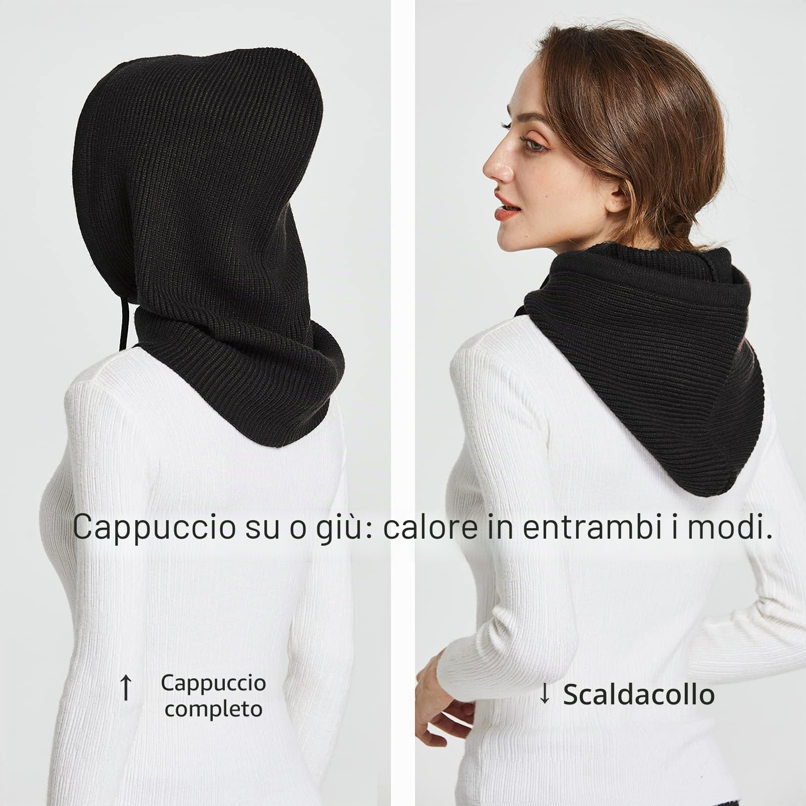 Facecozy Cappelli e Sciarpa Invernale Donna, Passamontagna, Berretti in Maglia con Coulisse e Cappellini Caldi