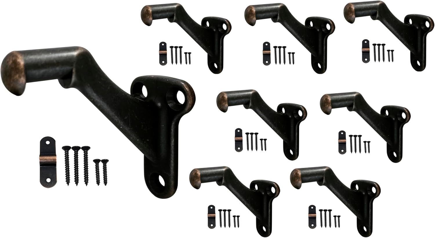 QCAA Heavy Duty Handrail Bracket, 3", Stair Railing Bracket for Home and Office, Zinc Die Cast, Matte Black, 12 Pack, Made in Taiwan