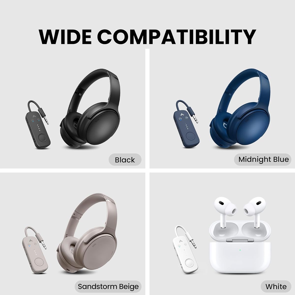 Avantree Relay - Airplane Bluetooth 5.3 Adapter with Qualcomm aptX Adaptive, Supports 2 AirPods or Headphones, 20H Playtime, 3.5mm AUX Jack Wireless Audio Transmitter for Planes, Airline, Travel Black — view 5