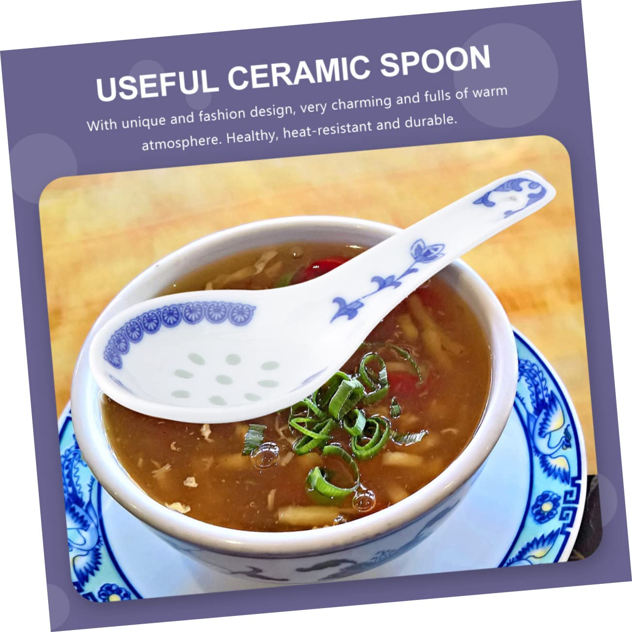 Cuillère à Soupe Ensemble 6 pièces en porcelaine bleue et blanche Céramique asiatique
