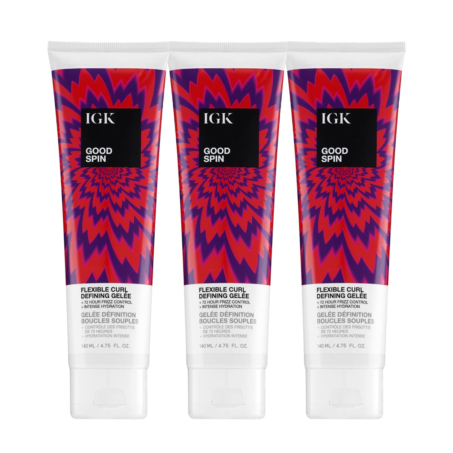 IGK Good Spin Flexible Curl Defining Gelée 3 pack – Medium Hold, Frizz Control & High Shine for Curly & Wavy Hair – Silicone-Free, Vegan & Color-Safe