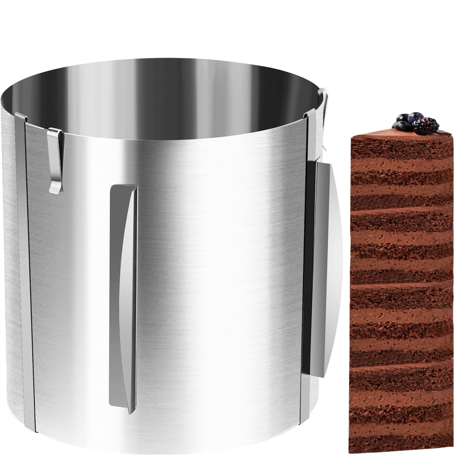 ZITFRI Anello per Torta Regolabile Anello Rotondo Allungabile per Torte Cerchio Torta 16-30cm in acciaio inossidabile, Stampo Circolare per Torte per Dessert Mousse Fragola con Torta Collare