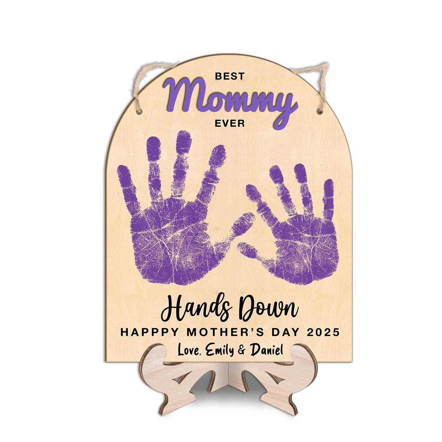 Gifts for Mom from Daughter Son - Mothers Day Christmas Valentines Day Birthday Gifts for Mom - Handprint Arts for Moms - Best Mother Ever Hands Down Presents - Presents for Mommy from Toddlers Purple