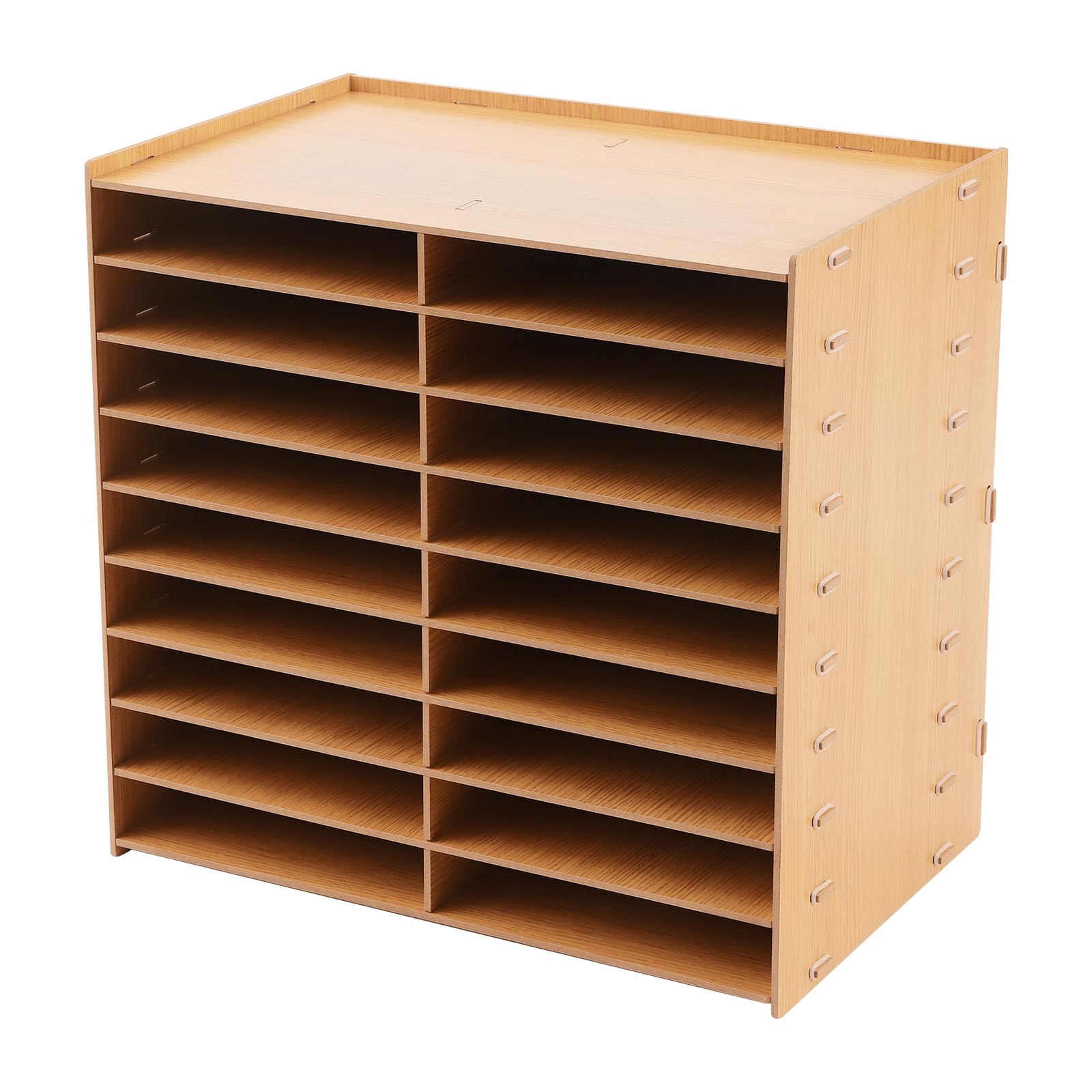 Organizer da scrivania, 18 scomparti, portadocumenti, mensole regolabili, per ufficio, studio, scuola, 51,8 x 33 x 49 cm (marrone)