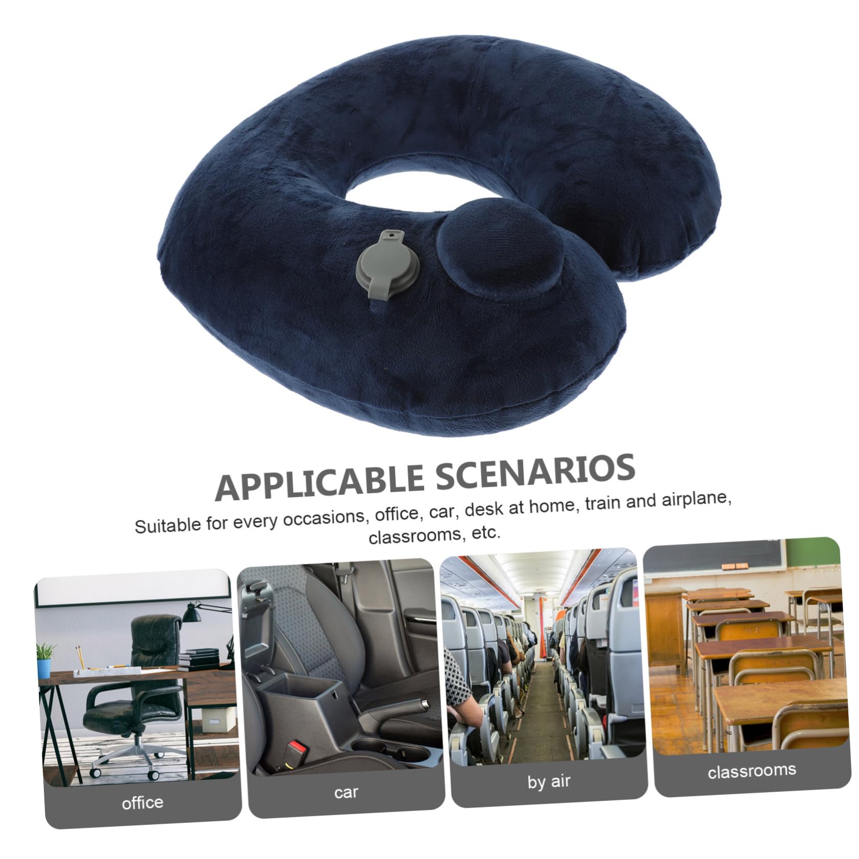 Alipis Almohada Inflable Cuello Almohada de Viaje Cervical Forma Cómoda para Aviones Autobuses Trenes Hogar o Oficina Color Oscuro
