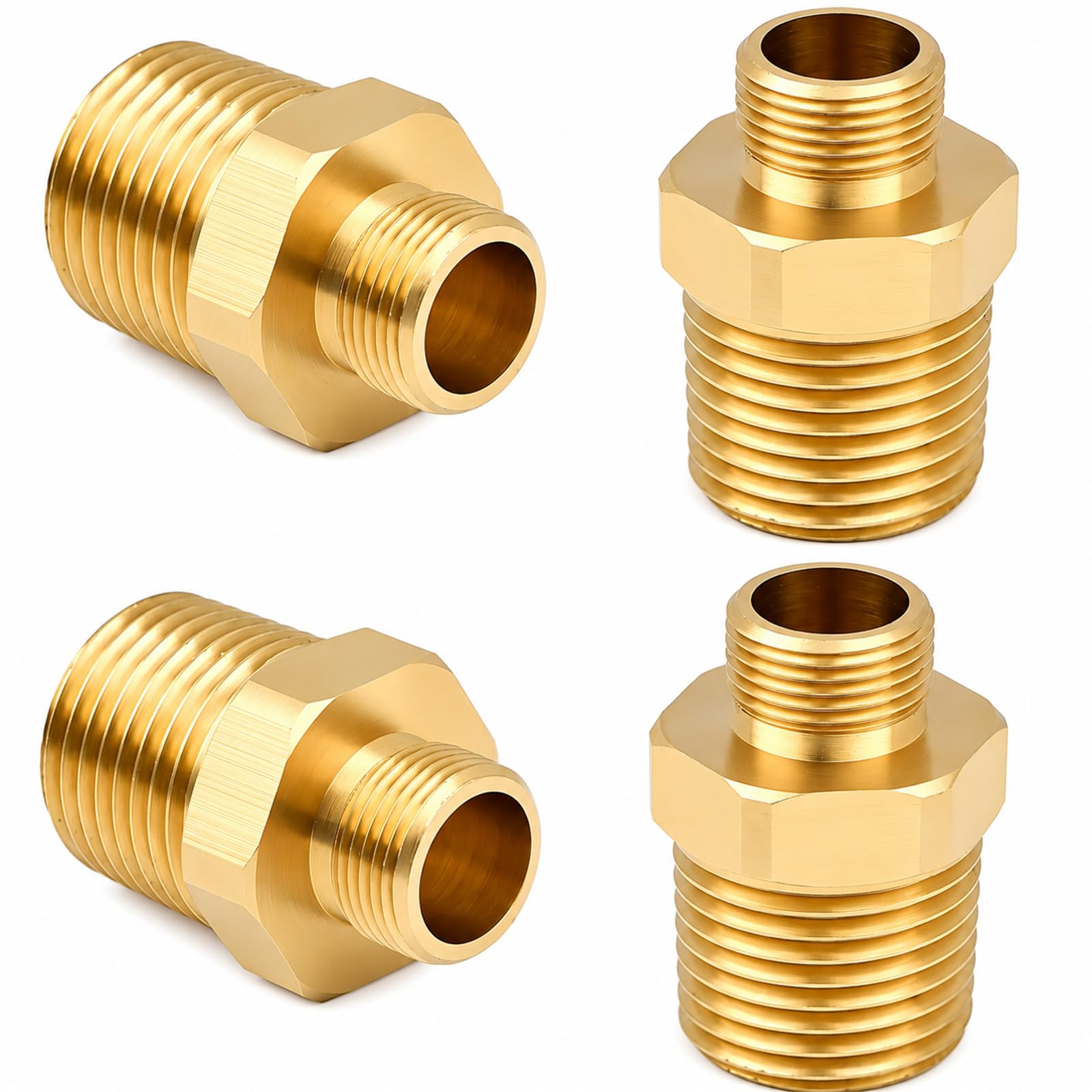 Brass Faucet Adapter - 4 Pack 1/2" to 3/8" -1 Brass Faucet Adapter - 4 Pack 1/2" to 3/8" -1